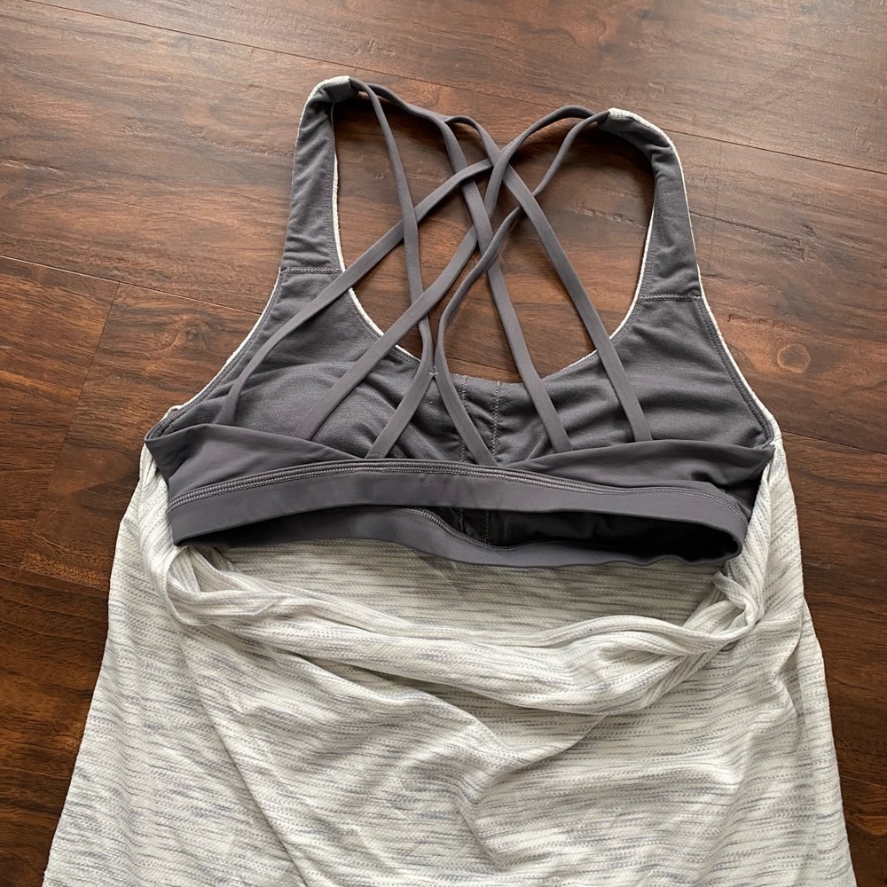 Lululemon Slay The Studio 2-In-1 Tank Tiger Space Dye Hail White Titanium Size 6 - Picture 4 of 7